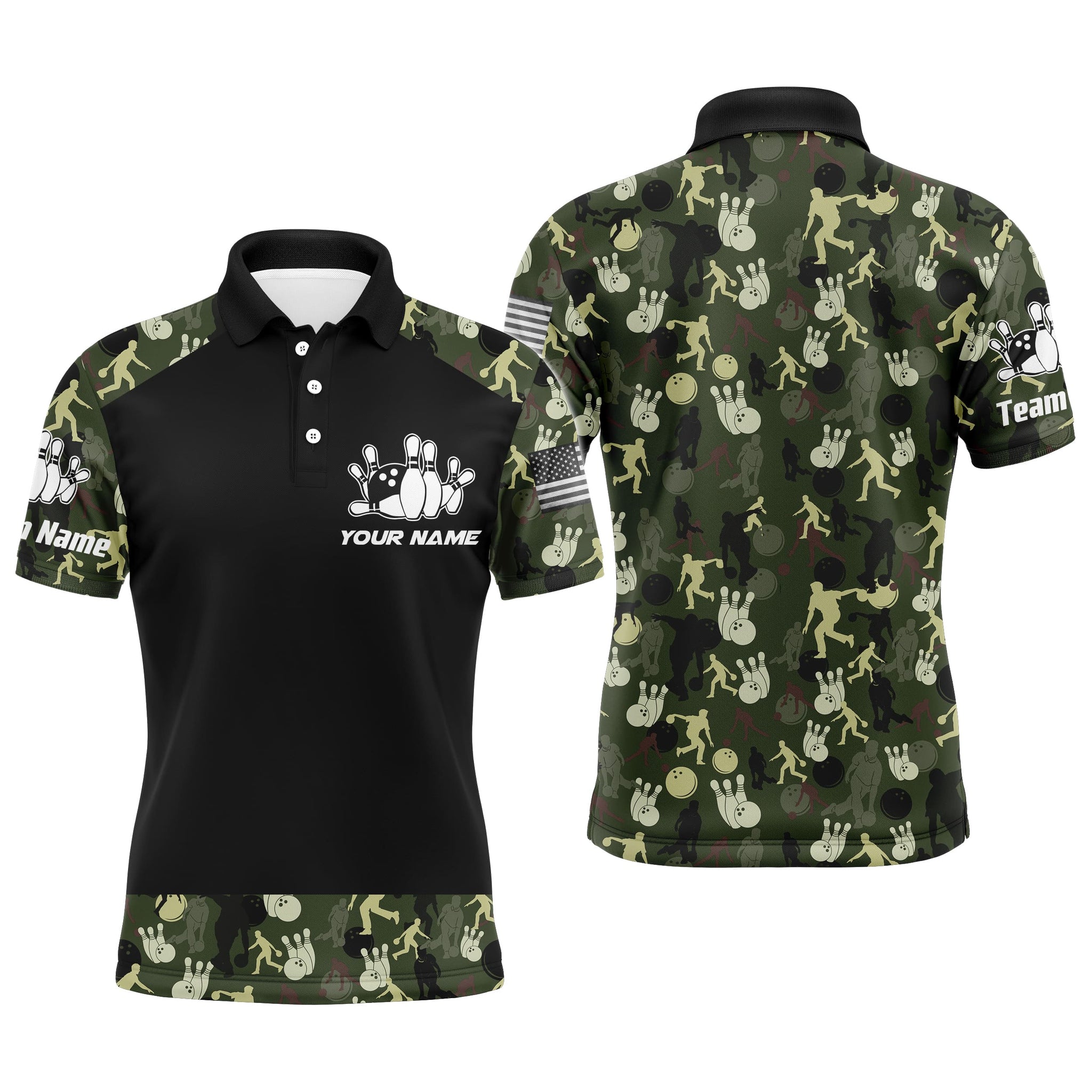 Personalised Men's Camo Bowling Polo Shirt N12