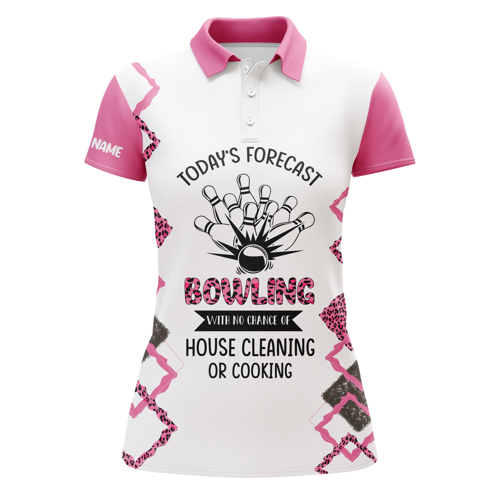 Personalised Women's Pink Short Sleeve Bowling Polo N08