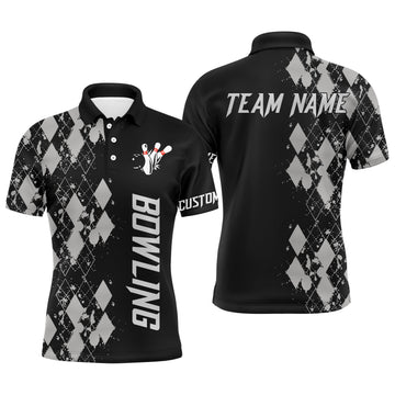 Men's Argyle Bowling Polo Shirt - Custom Name N23