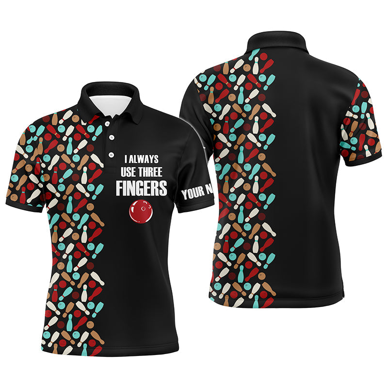 Personalised Men's Bowling Polo Shirt - Short Sleeve, Funny, Three Fingers N57