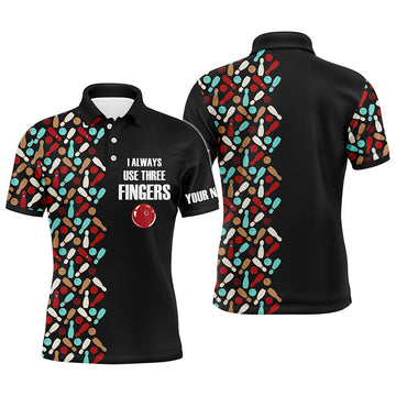 Personalised Men's Bowling Polo Shirt - Short Sleeve, Funny, Three Fingers N57