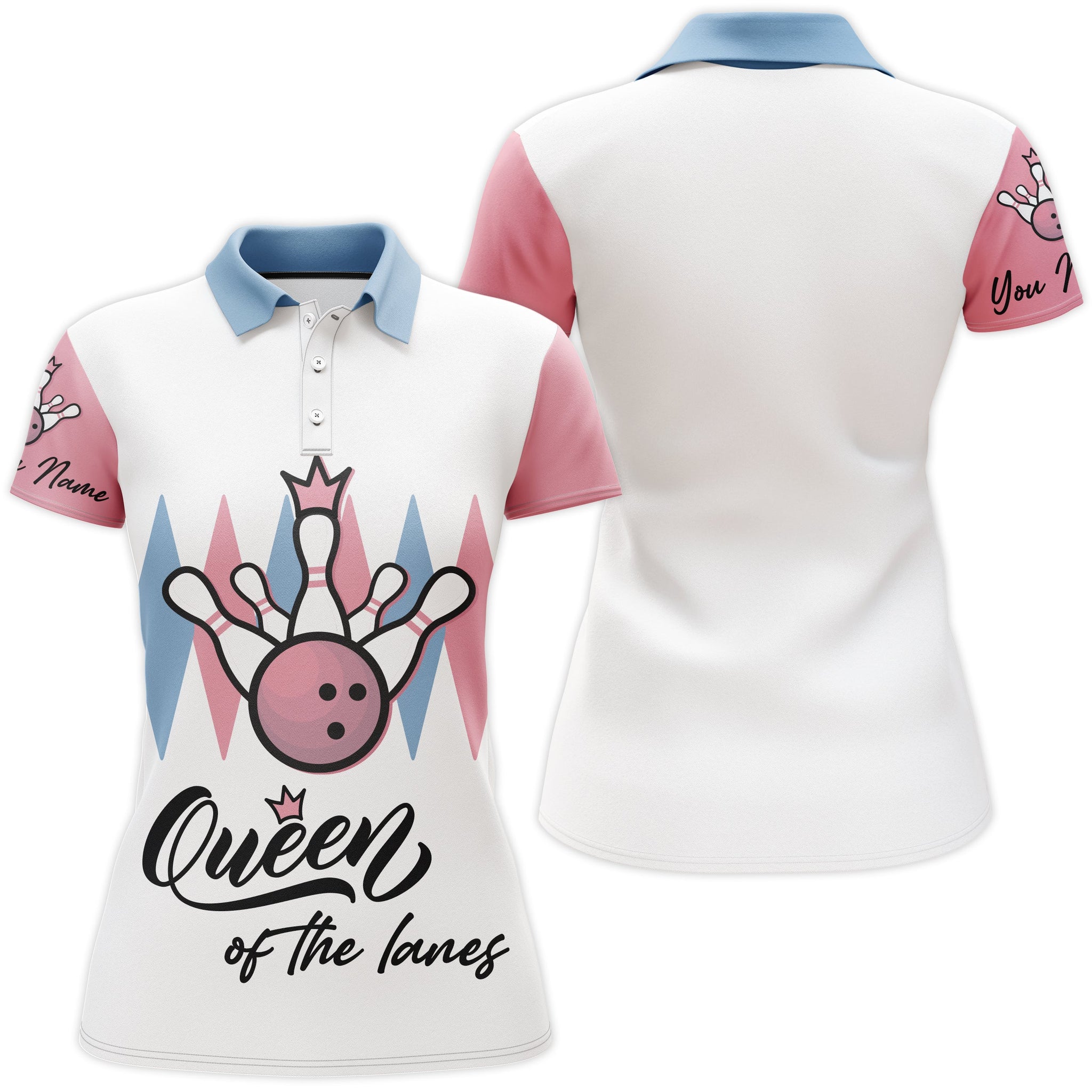 Women's Short Sleeve Bowling Polo Shirt - Queen of the Lanes N30