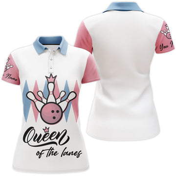 Women's Short Sleeve Bowling Polo Shirt - Queen of the Lanes N30