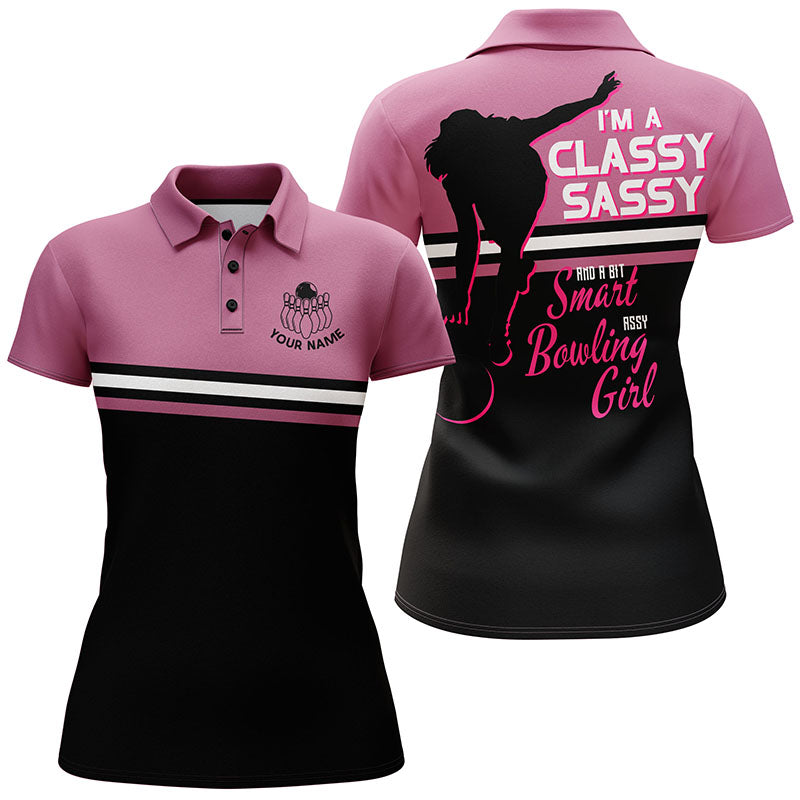 Personalised Women's Pink Bowling Polo Shirt N33