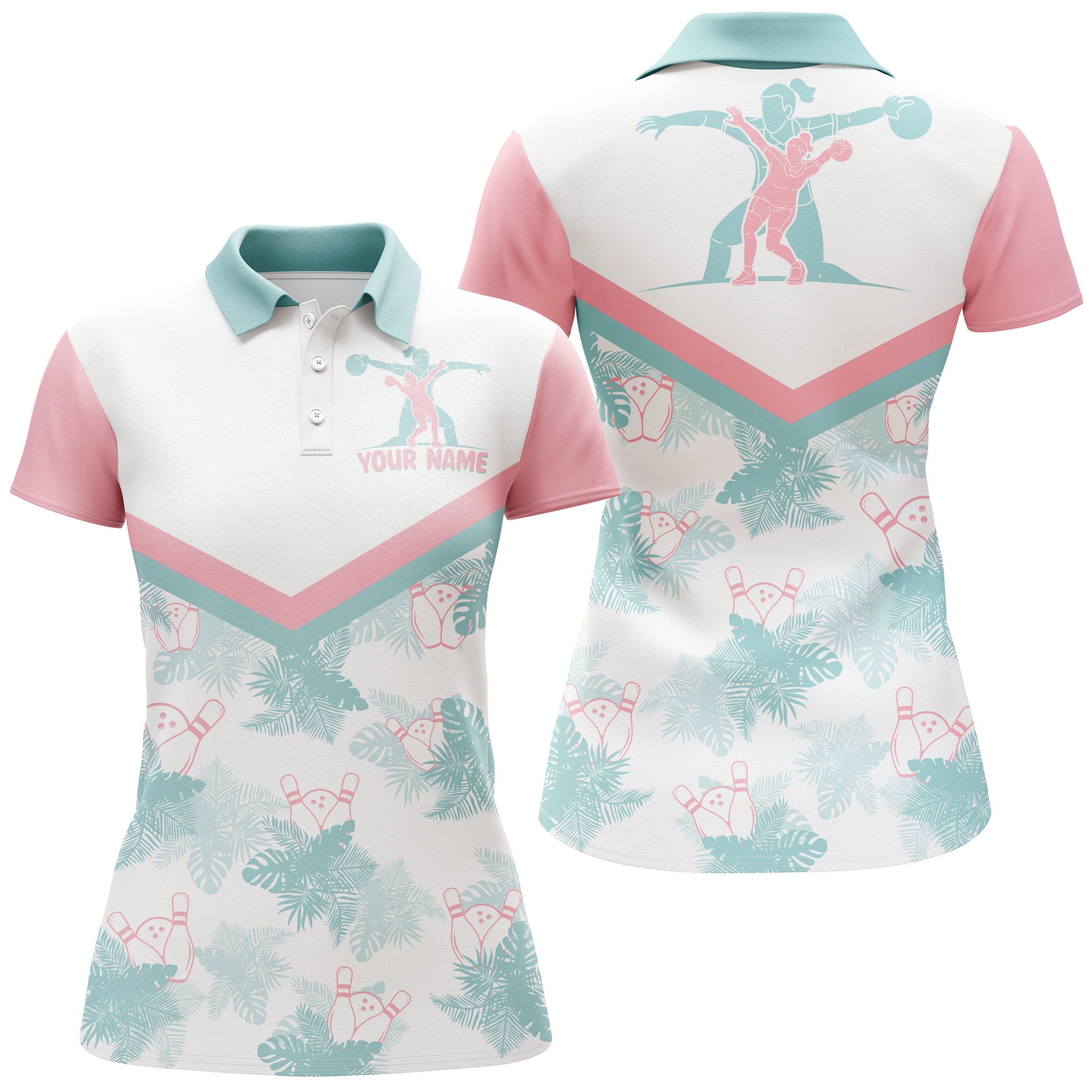 Women's Tropical Bowling Polo Shirt - Short Sleeve N29