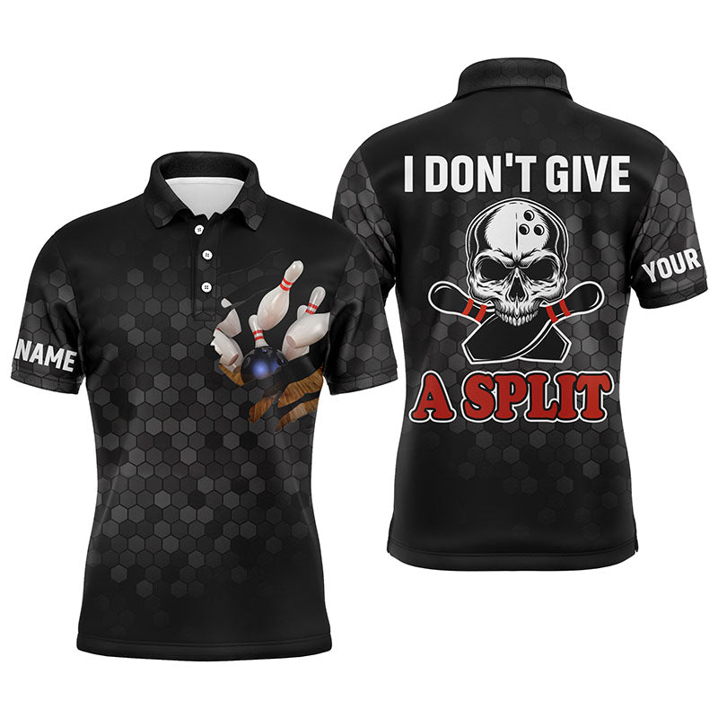 Men's Skull Bowling Polo Shirt - Personalised "I Don't Give A Split" N36