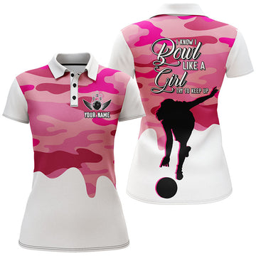 Women's Pink Camo Bowling Polo Shirt N42