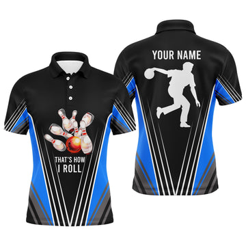 Personalised Men's Blue Bowling Polo Shirt - Short Sleeve N04