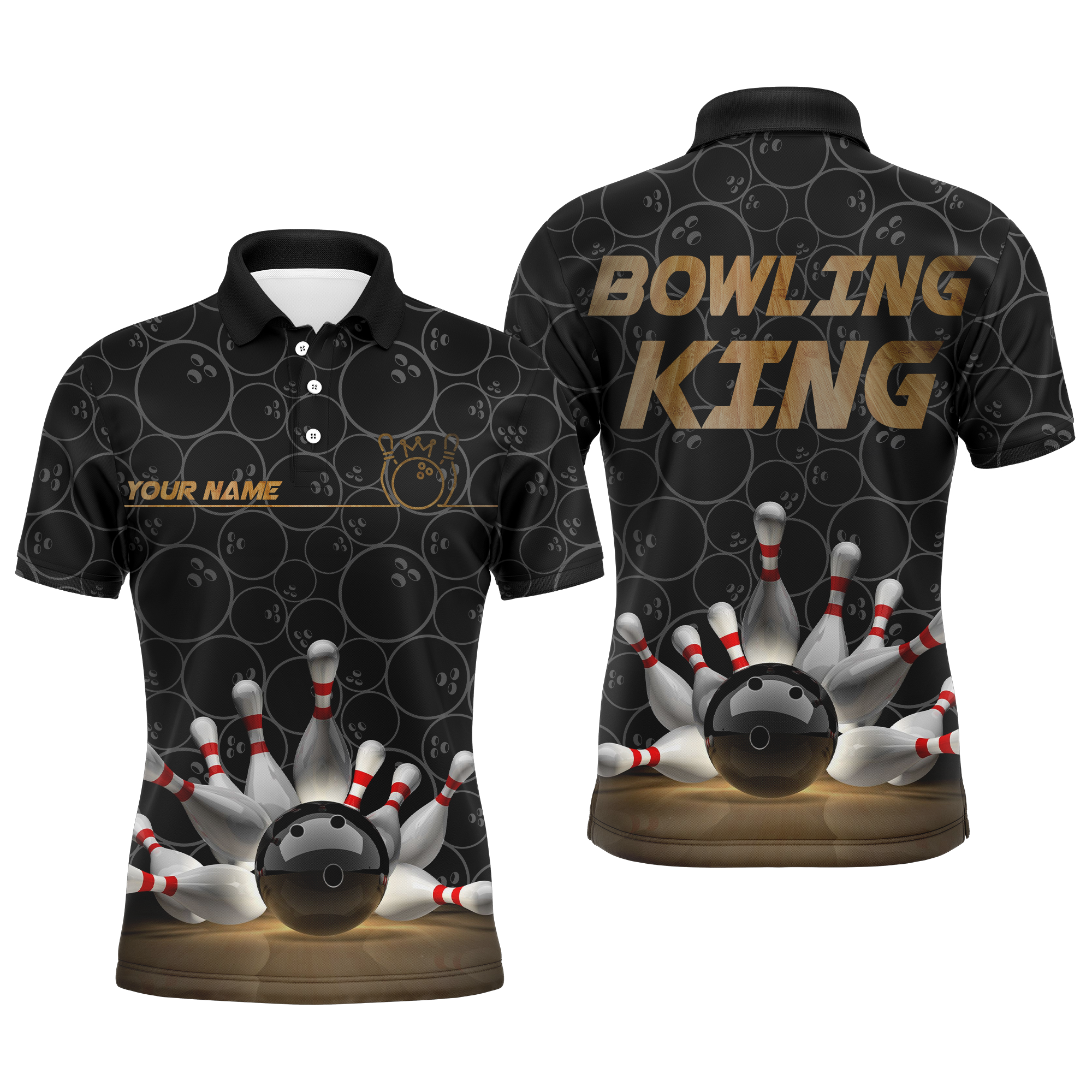 Men's Bowling King Personalised Polo Shirt - Short Sleeve N86