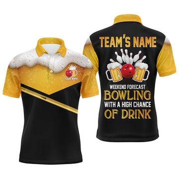 Personalised Bowling Polo Shirt for Men - Funny Beer Lovers - Short Sleeve N59