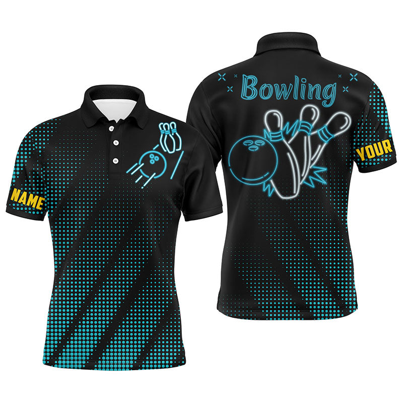 Blue Men's Bowling Polo Shirt, Custom Name Gift N89