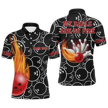 Personalised Flame Bowling Polo Shirt for Men N81