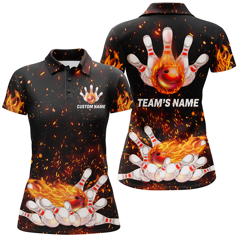 Flame Women's Short Sleeve Polo Bowling Shirt N66