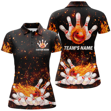 Flame Women's Short Sleeve Polo Bowling Shirt N66