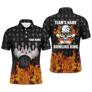 Bowling King Men's Polo Shirt - Personalised Skull Team Jersey N78