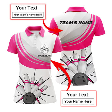 Personalised Pink Polo Bowling Shirt for Women N108