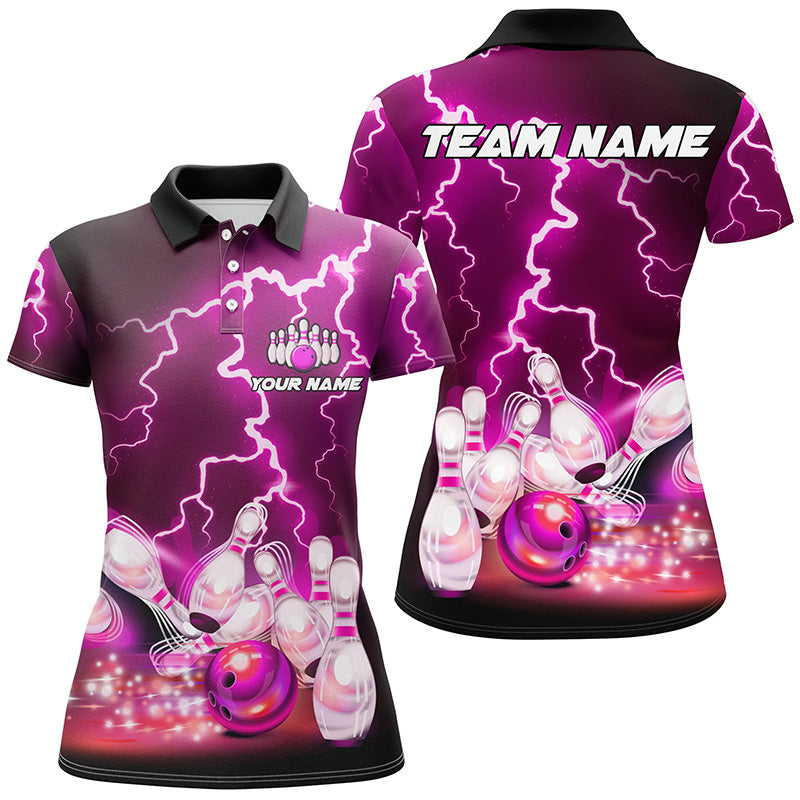 Women's Purple Lightning Bowling Polo Shirt T152