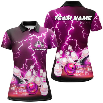 Women's Purple Lightning Bowling Polo Shirt T152