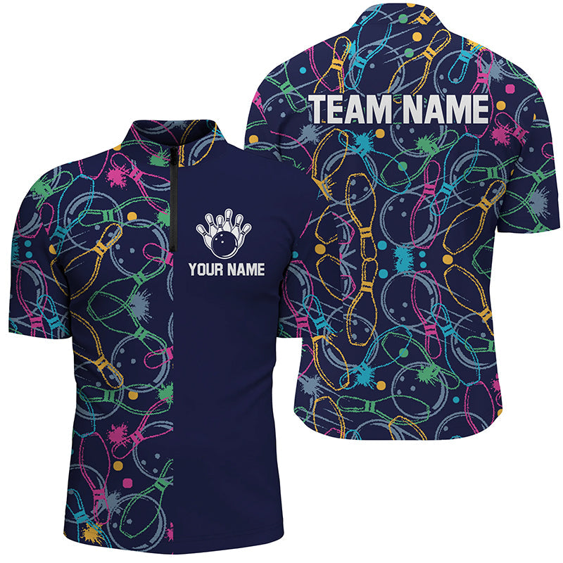 Men's Bowling Quarter Zip Shirt - Custom Team Jersey T133