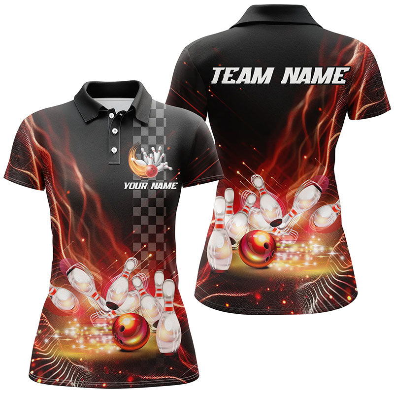 Women's Red Bowling Polo Shirt - Custom Team Jersey T144