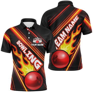 Men's Red Bowling Polo Shirt - Custom Team Jersey T134