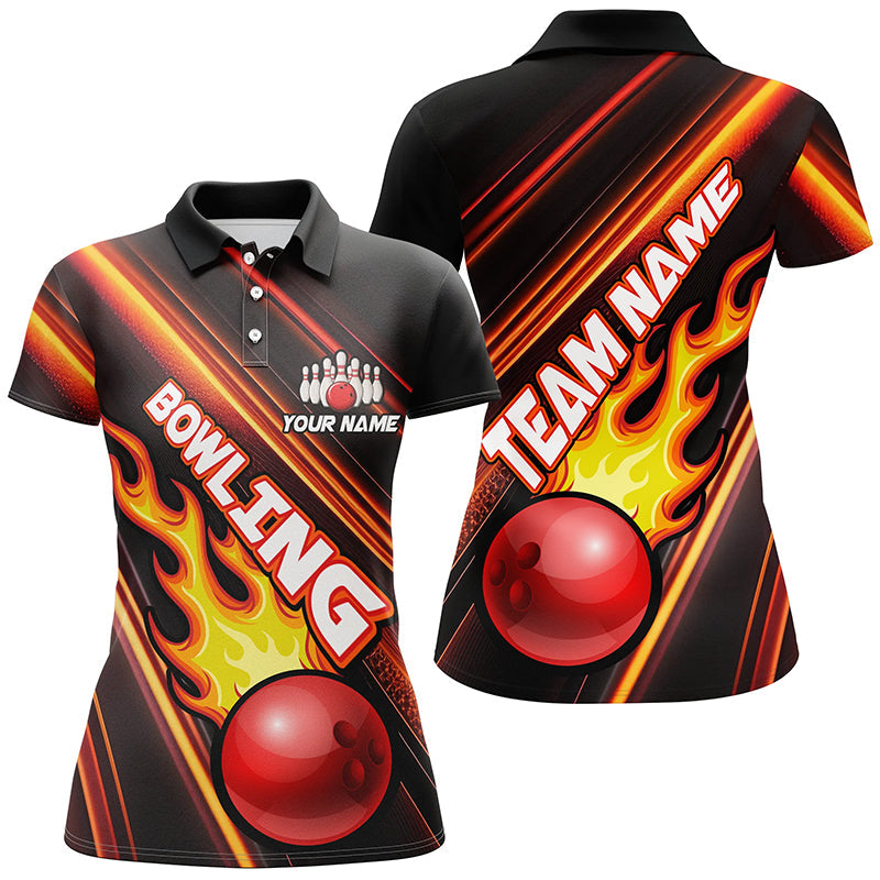 Women's Red Bowling Polo Shirt - Custom Team Jersey T134