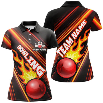 Women's Red Bowling Polo Shirt - Custom Team Jersey T134
