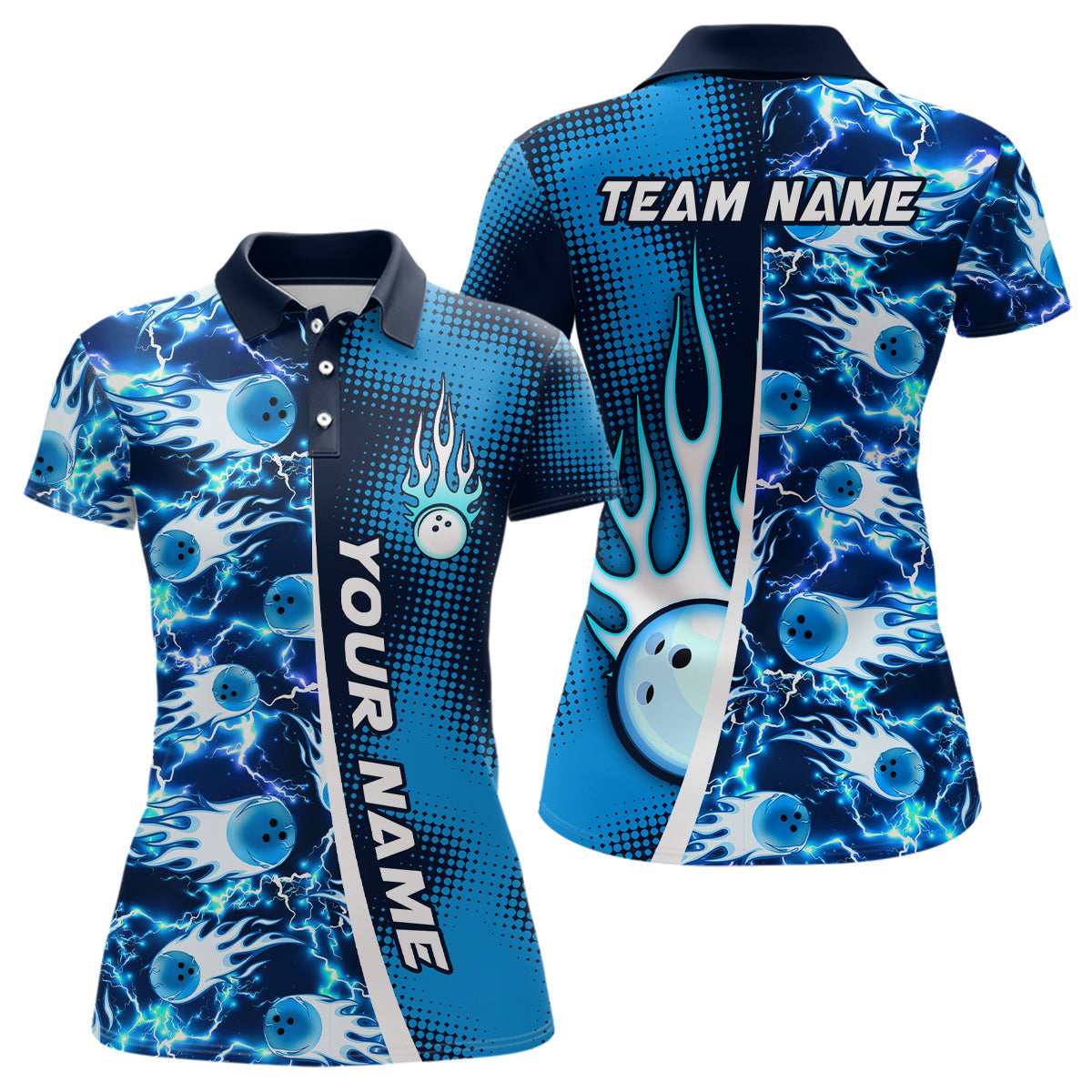 Women's Custom Bowling Flame Lightning Jersey Y0030