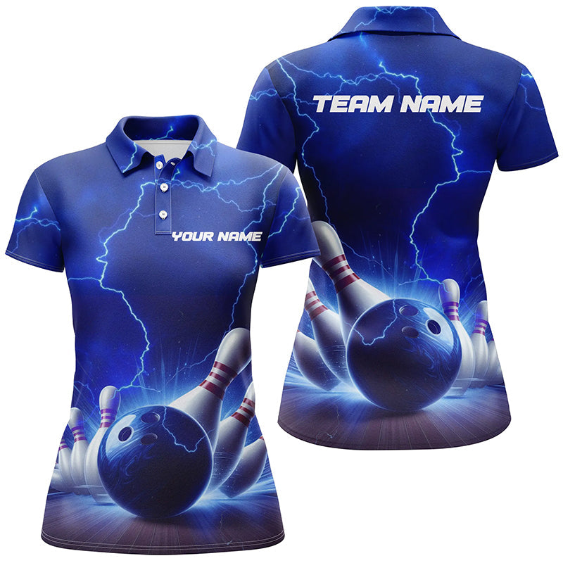 Blue Thunder Women's Bowling Polo Shirt - Personalised Team Jersey I5393