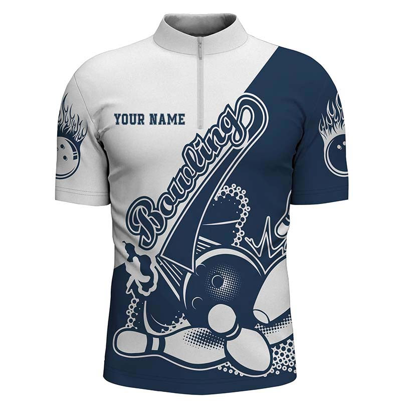 Navy Men's Custom Bowling Shirts I3790