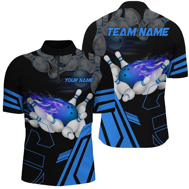 Men's Custom Blue Bowling Polo Shirts I5223