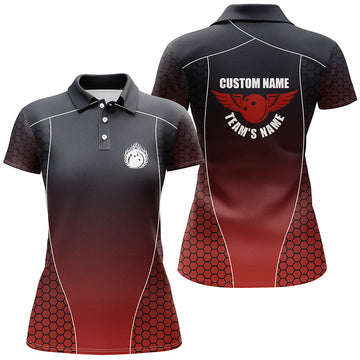 Women's Custom Red Bowling Team Shirts with Names I4240