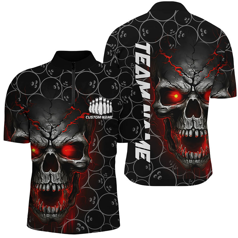 Men's Custom Red Skull Bowling Polo Shirt I5234