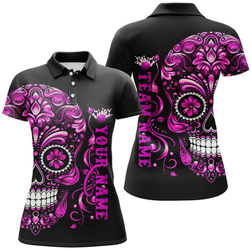 Pink Sugar Skull Women's Bowling Polo Shirt I5244