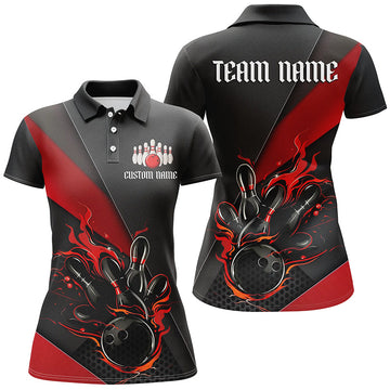 Women's Black & Red Custom Bowling Tournament Jerseys I6185