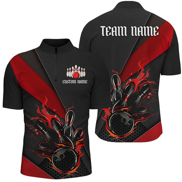 Black & Red Custom Bowling Tournament Jerseys for Men & Women I6185
