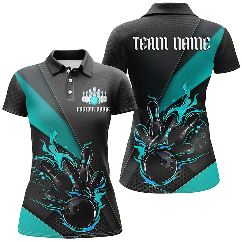 Women's Custom Bowling Tournament Jerseys - Black & Blue I6186