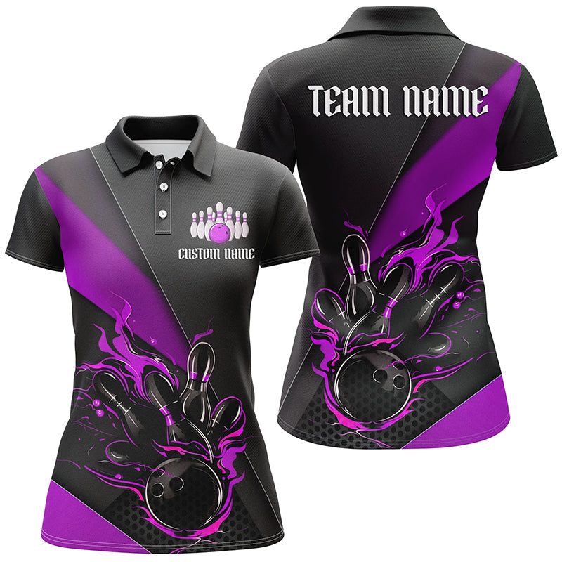 Women's Black & Purple Custom Bowling Tournament Jerseys I6187