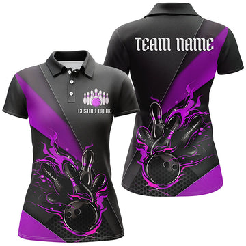 Women's Black & Purple Custom Bowling Tournament Jerseys I6187