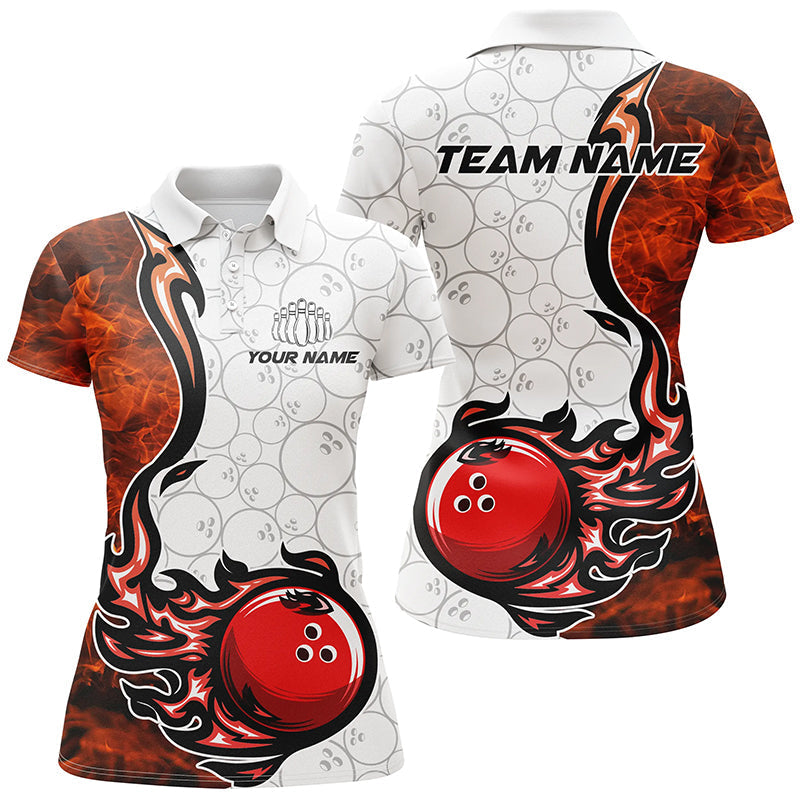 Women's Custom Flame Bowling Shirts - Bowling Ball Pattern Team Jerseys I5495