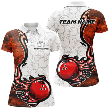 Women's Custom Flame Bowling Shirts - Bowling Ball Pattern Team Jerseys I5495