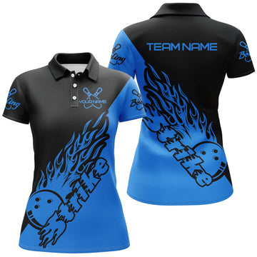 Women's Custom Bowling Team Shirts - Black & Blue I5167