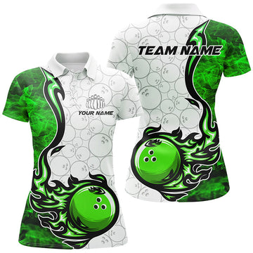 Women's Green Flame Bowling Shirts - Team Jerseys I5510