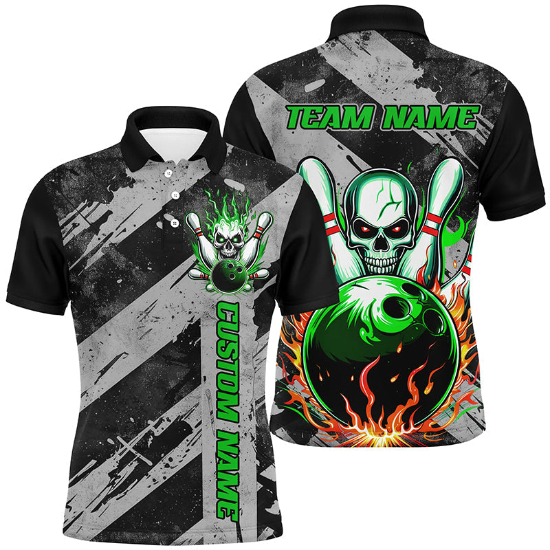 Custom Flame Skull Bowling Shirts for Men and Women I6556