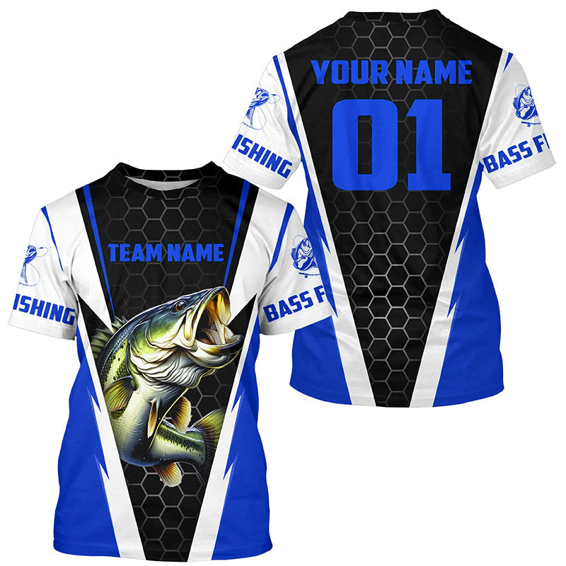 Personalized Bass Fishing sport jerseys, Bass Fishing tournament T-Shirts |Blue IPHW3744