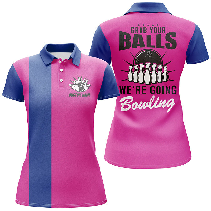 Pink Bowling Polo Shirt for Women I4916