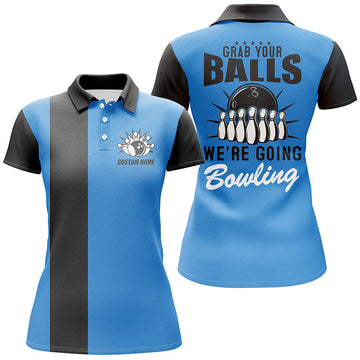 Blue Bowling Polo Shirt for Women I4917