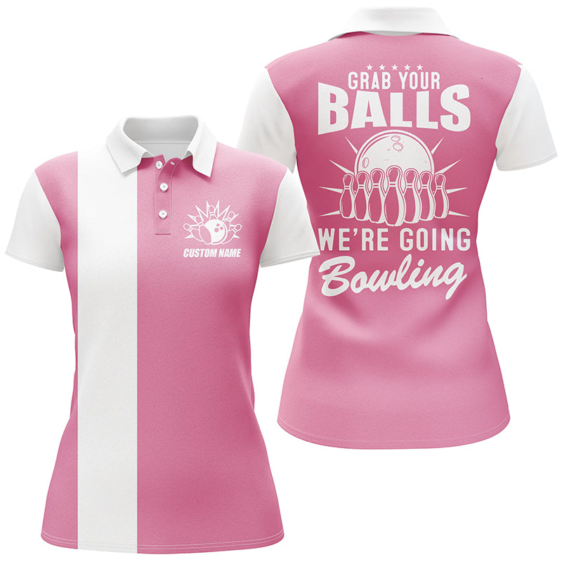 Pink Bowling Polo Shirt for Women I4918