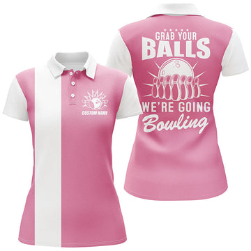 Pink Bowling Polo Shirt for Women I4918