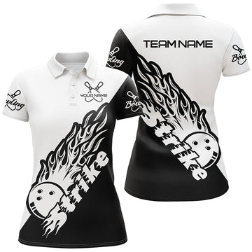 Women's Custom Bowling Team Shirts - Black & White I5170